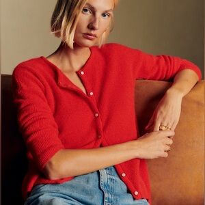 Sezane Gaspard Cardigan in Red